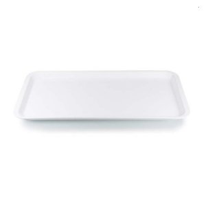 Grande piatto da portata rettangolare, 43 cm, in melamina, per feste, preparazioni alla griglia, piatti lunghi da portata per antipasti, salumi, pane, frutta, dessert, 3,8 cm, colore bianco