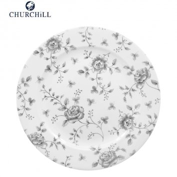 PIATTO PIANO VINTAGE PRINTS CM.27,6 GREY ROSE CHINTZ CHURCHILL