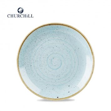 PIATTO PIANO STONECAST CM.28,8 DUG EGG BLUE CHURCHILL
