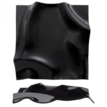 VASSOIO FAZZOLETTO IN VETRO NERO CM.30x30 COLLEZIONE VENEZIA