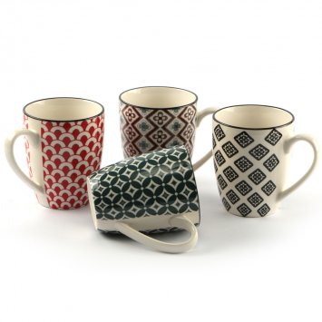 TAZZA MUG MOSAIK CL.28 SET 8 PEZZI CON 4 DECORI ASSORTITI