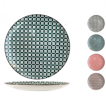 PIATTO PIANO MOSAIK Ø CM.26 SET 4 PIATTI DECORI ASSORTITI