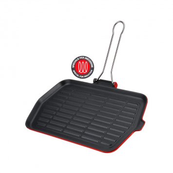 PIASTRA BISTECCHIERA ALLUMINIO ANTIADERENTE PER INDUZIONE CM.25X36