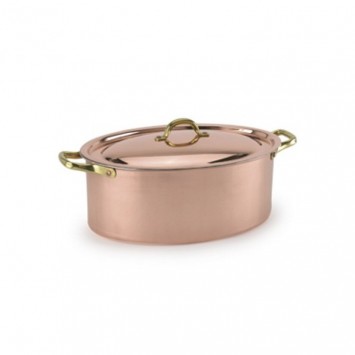 CASSERUOLA RAME OVALE CON COPERCHIO CM.30 H.12