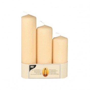 CANDELE CERO Ø CM.7 PEZZI 3 H.20/23/28 CREMA