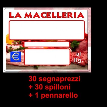 SEGNAPREZZI BIFACCIALI MACELLERIA MM.83X113 PZ.30