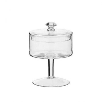 VASO VETRO SOFFIATO CON COPERCHIO CM.17x25