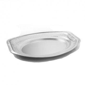 VASSOIO MONOUSO ALLUMINIO OVALE CM.54,6x34,9 H.2,7 PZ.10