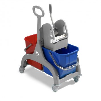 CARRELLO PULIZIA NICK GRIGIO LT.30 CON 2 VASCHETTA E DA LT.15 CIASCUNA