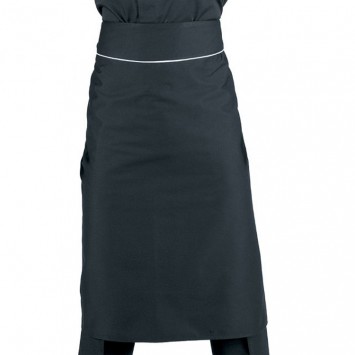 GREMBIULE RONDIN NERO RIGA BIANCA CM.95X70