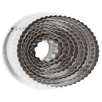 SET TAGLIAPASTA INOX ANELLO OVALE FESTONATO 9 PEZZI