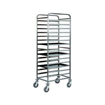 CARRELLO INOX PORTATEGLIE CM.60x40 CAPACITA' 14 TEGLIE