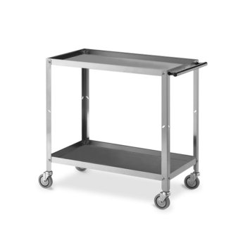 CARRELLO INOX 2 PIANI PER SERVIZIO CM.80X45