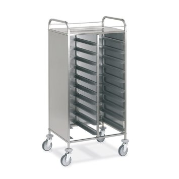 CARRELLO INOX PORTAVASSOI CM.53x32,5 20 VASSOI PANNELLATO INOX