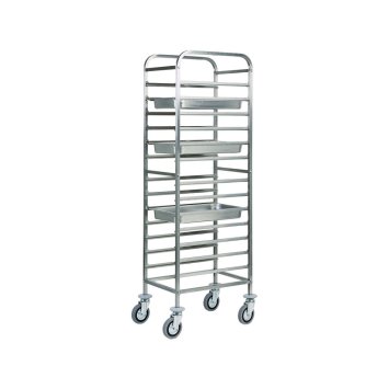 CARRELLO INOX PORTATEGLIE CM.53x32,5 GASTRONORM 14 TEGLIE