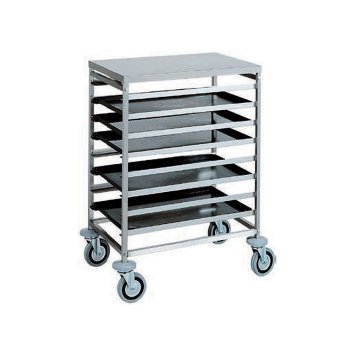CARRELLO INOX PORTATEGLIE CM.60x40 CAPACITA' 8 TEGLIE