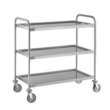 CARRELLO INOX 3 PIANI CON FRENO CM.100x50 H.93,5