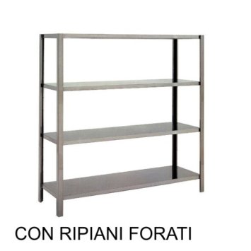 SCAFFALE CUCINA INOX FORATO CM.100X50 H.180 4 PIANI