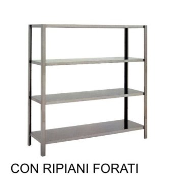 SCAFFALE CUCINA INOX FORATO CM.100X70 H.180 4 PIANI