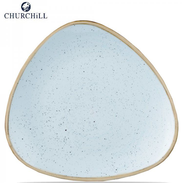 Piatto triangolare piano stonecast cm.31,1 triangle duck egg blue