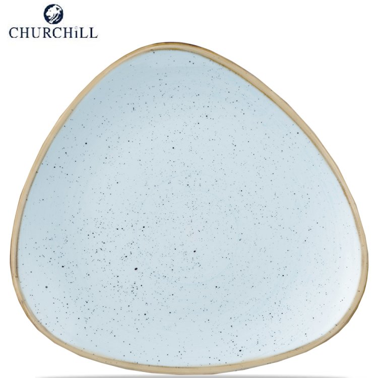 Piatto triangolare dessert stonecast cm.22,9 triangle duck egg blue