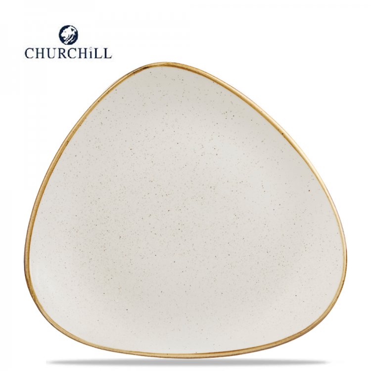 Piatto triangolare piano stonecast cm.31,1 triangle barley cream