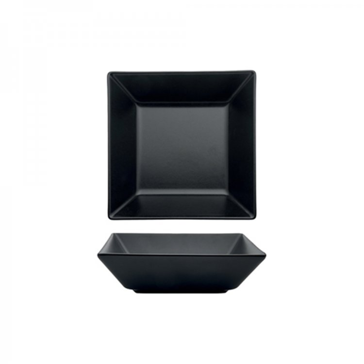 Piatto fondo boston cm.17x17 stoneware nero opaco