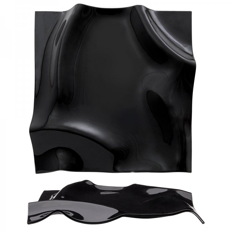 VASSOIO FAZZOLETTO IN VETRO NERO CM.30x30 COLLEZIONE VENEZIA Vassoio fazzoletto in vetro nero cm.30x30 collezione venezia