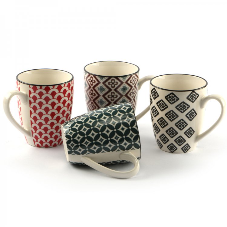 Tazza mug mosaik cl.28 set 8 pezzi con 4 decori assortiti