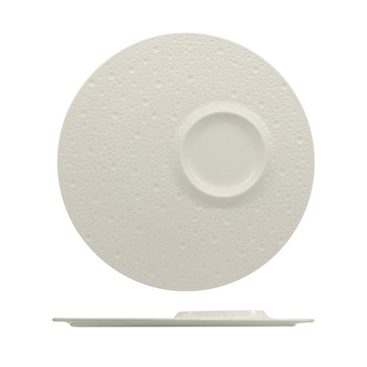 PIATTO FLAT GOURMET DEVA ASSIMMETRICO CM.30 ALLUMINA FENIXE Piatto flat gourmet deva assimmetrico cm.30 allumina fenixe