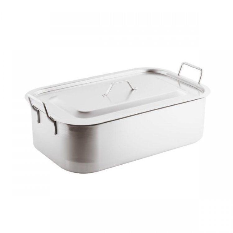 BRASIERA INOX CON COPERCHIO CM.50X30 H.15 Brasiera inox con coperchio cm.50x30 h.15