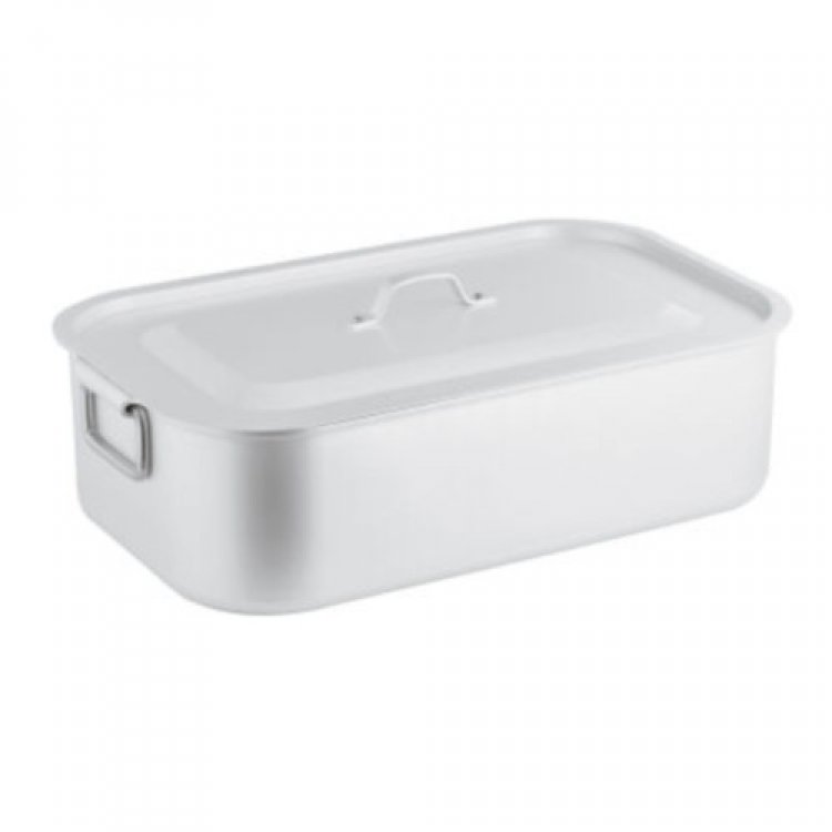 BRASIERA ALLUMINIO CON COPERCHIO CM.40X26 H.15 Brasiera alluminio con coperchio cm.40x26 h.15
