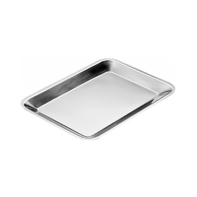 Vassoio inox rettangolare cm.45x25 h.2,4 bordo arrotondato