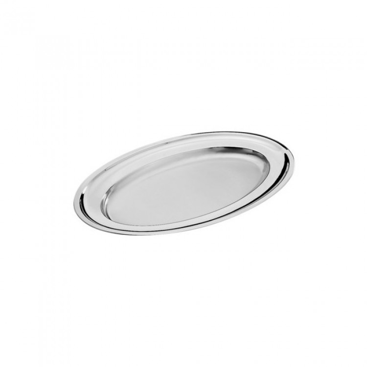 VASSOIO INOX OVALE BORDATO PESANTE CM.42X29 Vassoio inox ovale bordato pesante cm.42x29