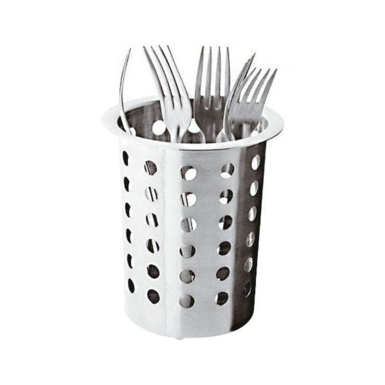 CESTO PORTA POSATE Ø CM.10 H.14 INOX FORATO Cesto porta posate Ø cm.10 h.14 inox forato