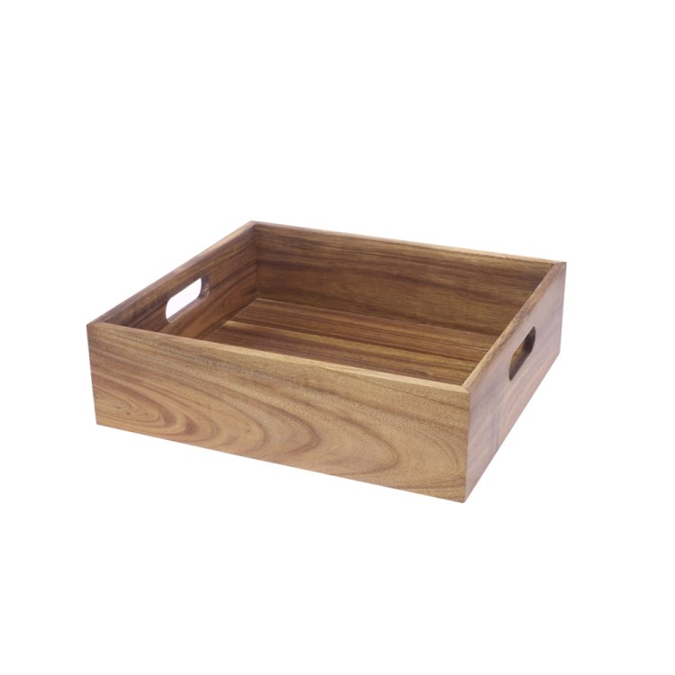 Cassetta/alzata legno di acacia gn 2/3 cm.35x32,5 h.10