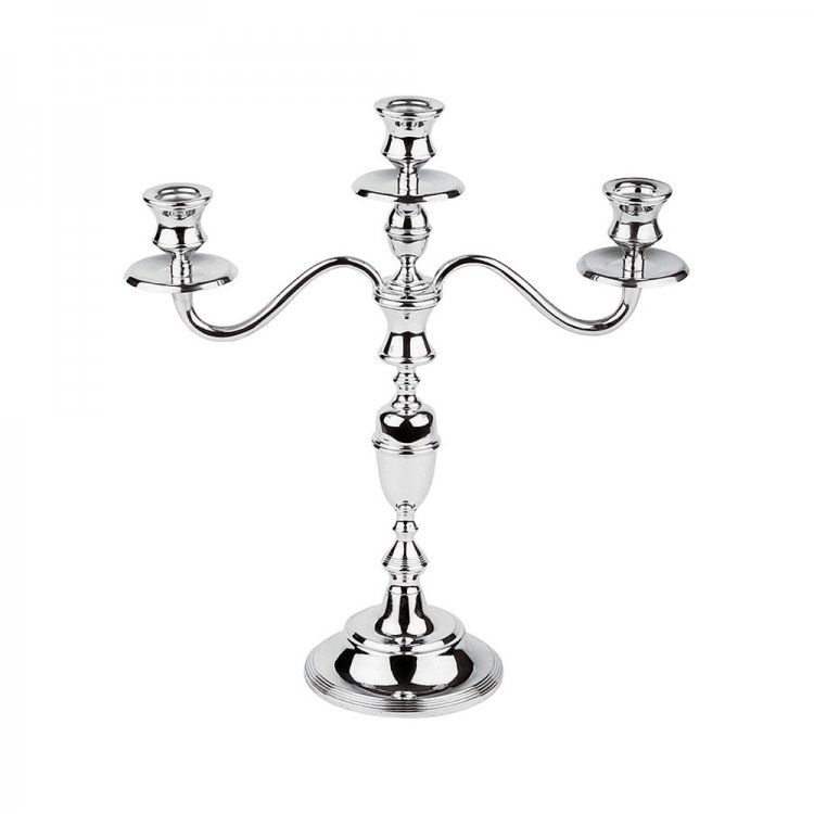 Candelabro argentato con 3 luci h.39 paderno
