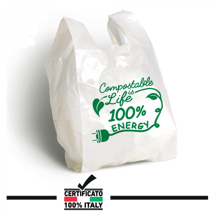 BORSETTA BIODEGRADABILE COMPOSTABILE CM.30+18x60 PZ.500 BIANCO Borsetta biodegradabile compostabile cm.30+18x60 pz.500 bianco