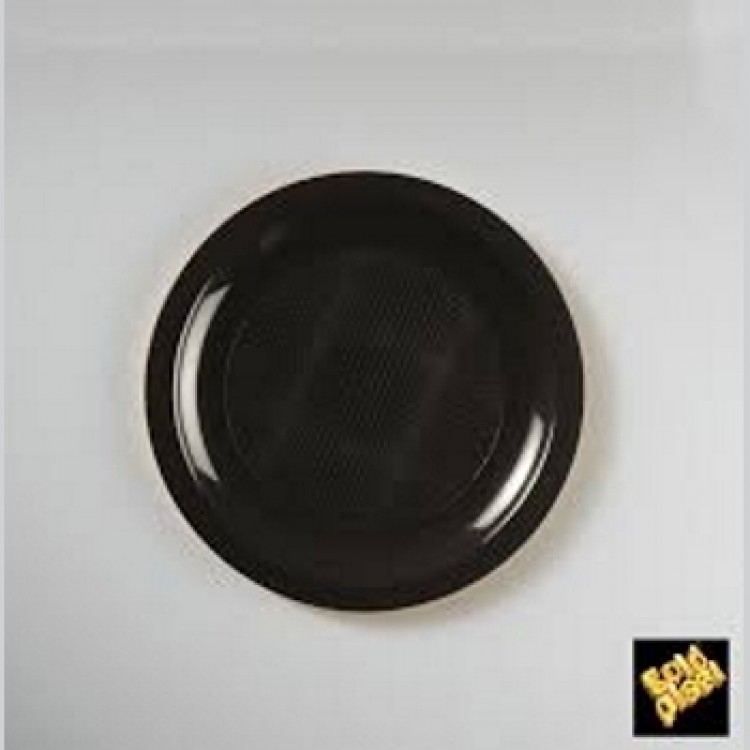 ROUND PIATTO DESSERT NERO Ø CM.18,5 PZ.25 GOLD PLAST Round piatto dessert nero Ø cm.18,5 pz.25 gold plast