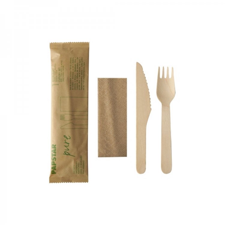 Set posate tavola in legno bamboo linea nature pz.50