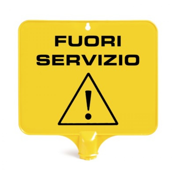 SEGNALE PIRAMIDALE TABELLA RETTANGOLARE FUORI SERVIZIO CM.36X36 Segnale piramidale tabella rettangolare fuori servizio cm.36x36