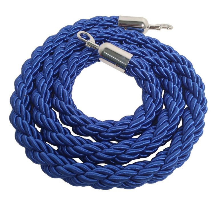 Cordone per colonnina blu con ganci inox mt.1,5