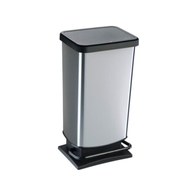 Pattumiera paso lt.20 silver/nero rotho