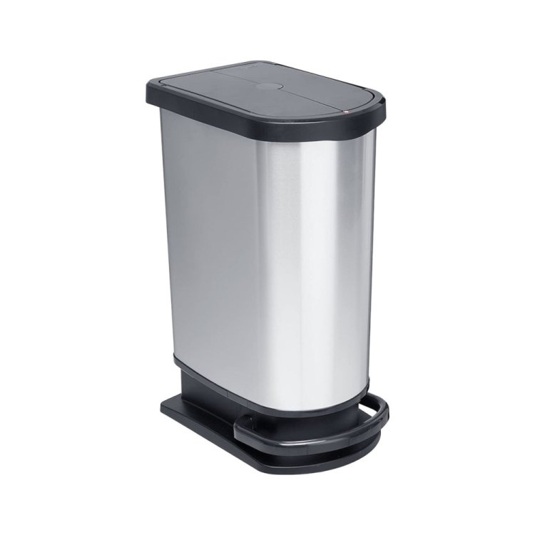 PATTUMIERA PASO DUO LT.2x25 SILVER/NERO ROTHO Pattumiera paso duo lt.2x25 silver/nero rotho