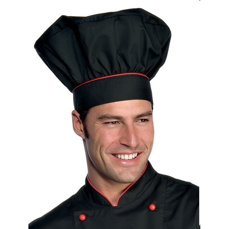 Cappello cuoco nero filo rosso