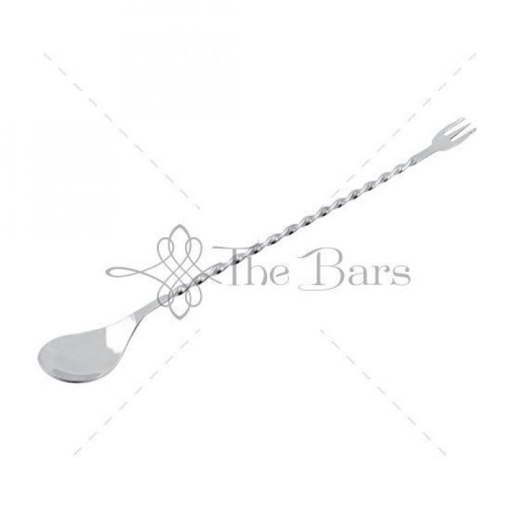 Cucchiaio inox agitatore cm.45 barman con forchettina the bars