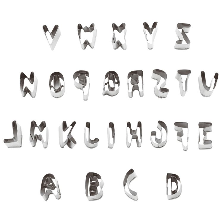 Set tagliapasta inox lettere alfabeto h.2 pezzi 26