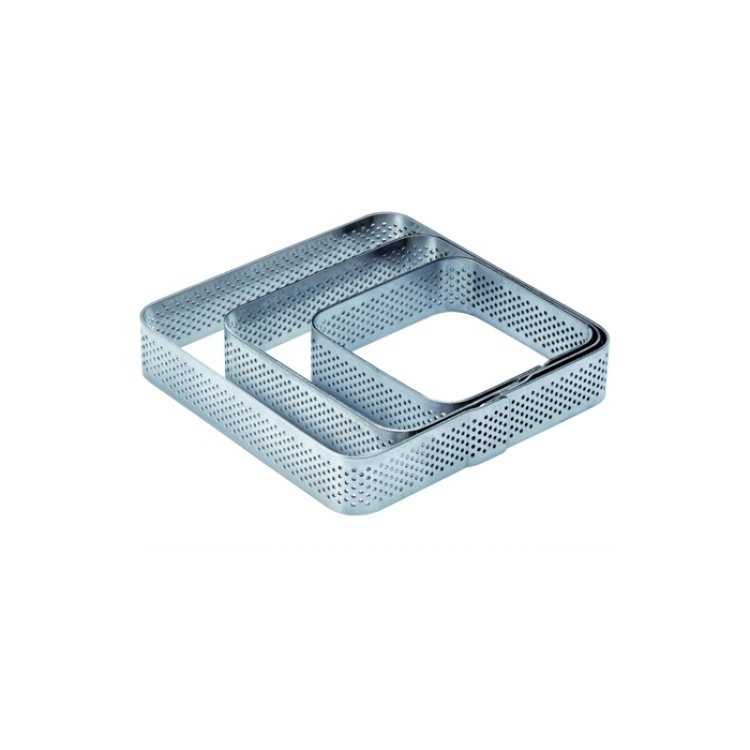 Fascia inox microforata quadra bordi arrotondati cm.19x19 h.3,5 pavoni