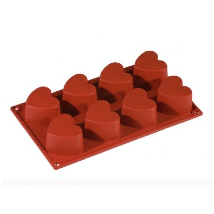 Stampo silicone cuore Ø cm.6,5x6 h.3,5 8 impronte