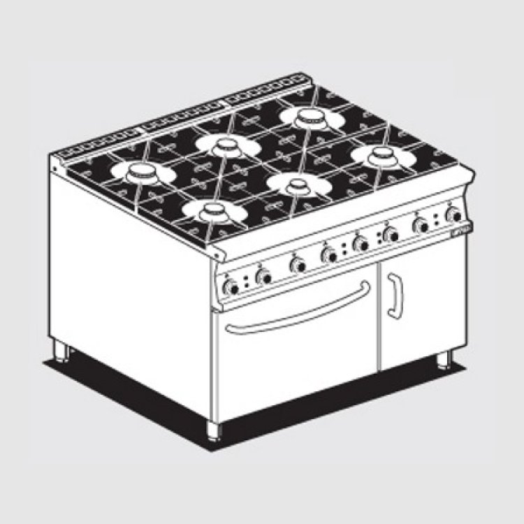 CUCINA 90 6 FUOCHI GAS FORNO 2/1+VANO 120X90X90 Cucina 90 6 fuochi gas forno 2/1+vano 120x90x90